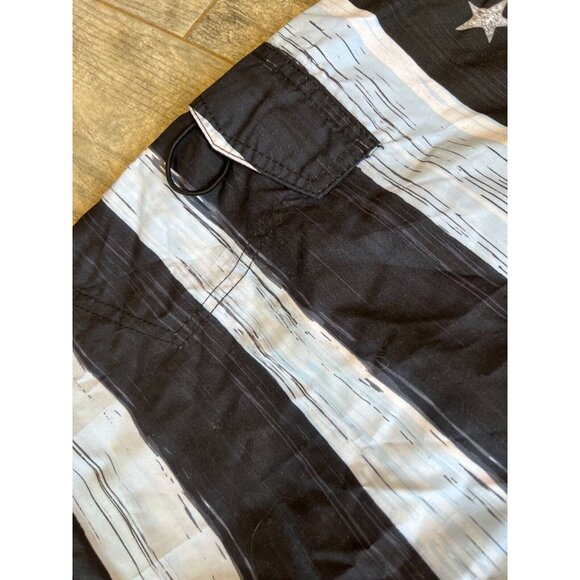 NWT US Apparel Swim Trunks Black Old‎ Glory American Flag USA Large Olympics - Picture 11 of 12
